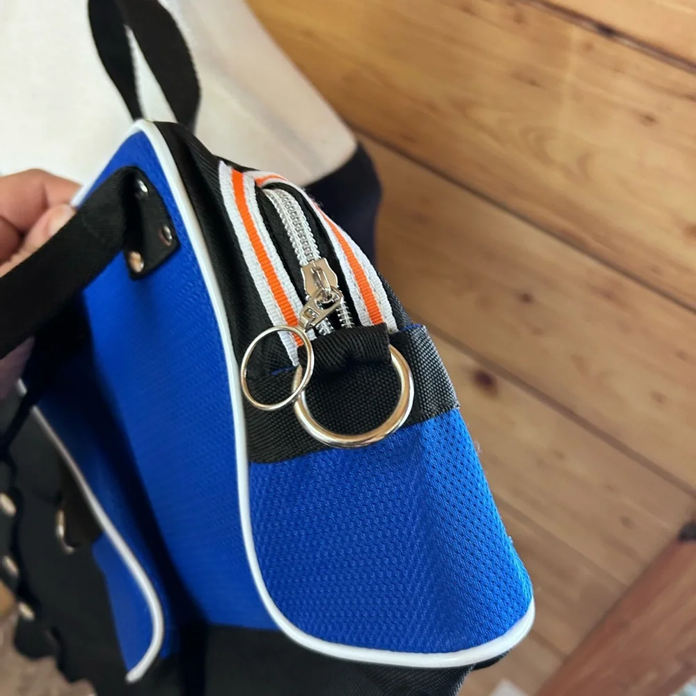 Vibrant New York 04 Crossbody Bag Blue Orange Canvas Black Missing Strap‎ Small - Picture 3 of 5